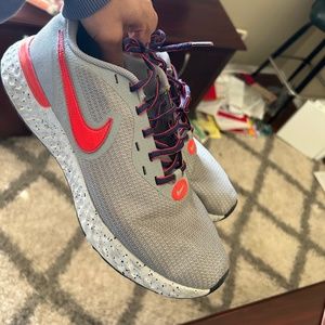 Red and Gray Nike Running Shoes